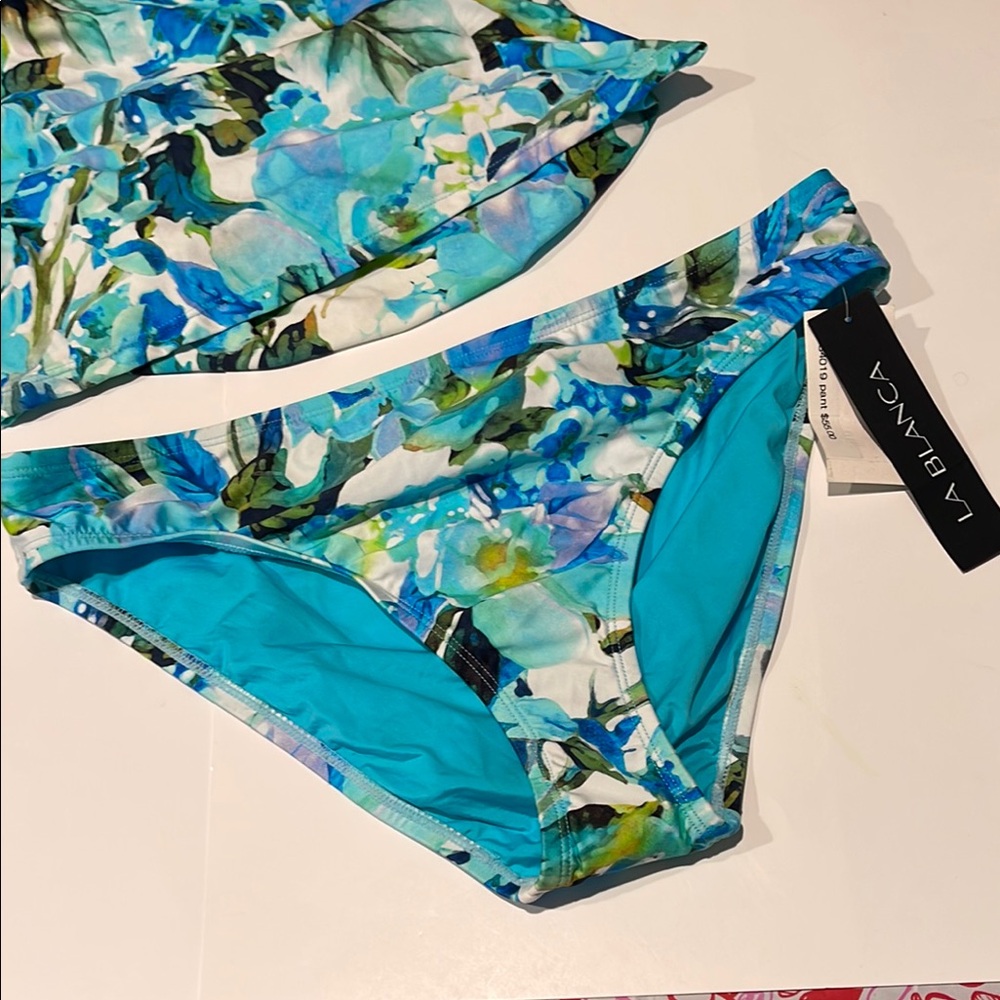 La Blanca NWT blue green floral swim bikini bottoms